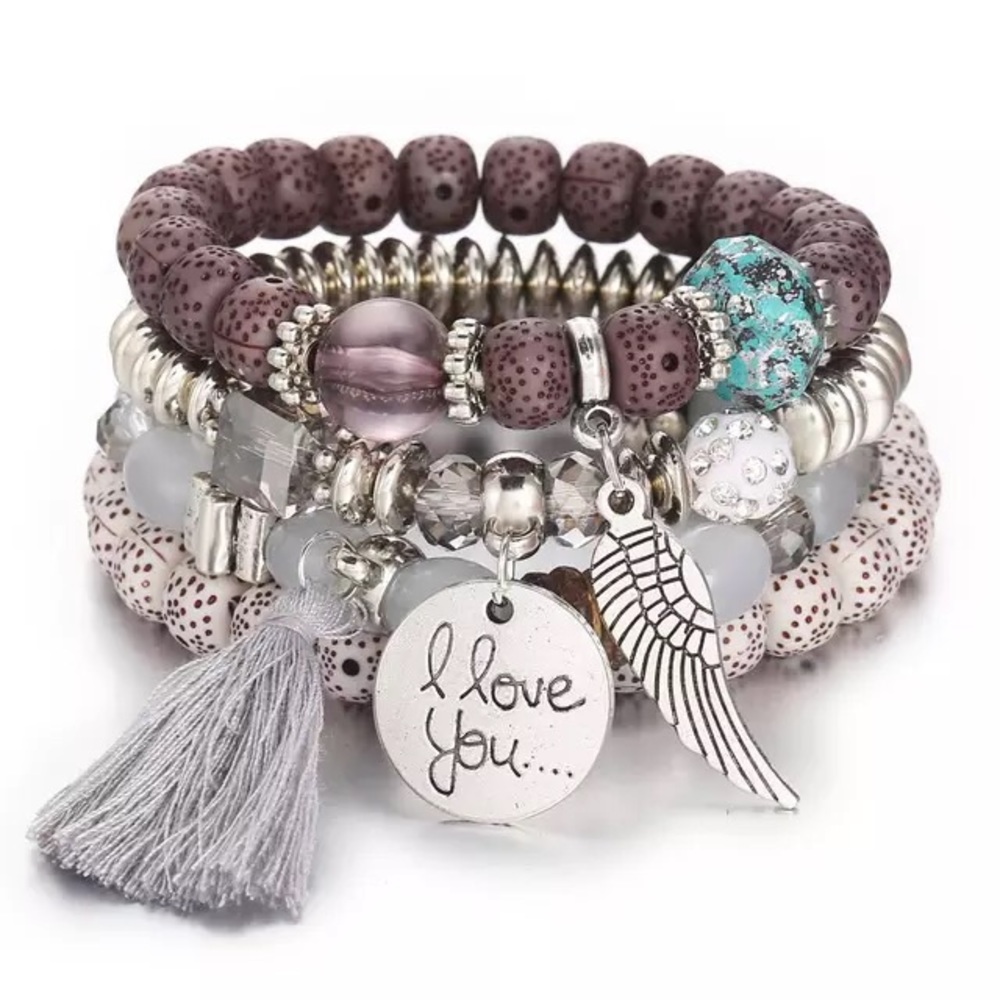 FASHION TASSEL CHARM BEAD BRACELET FOR WOMEN